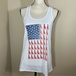 Bella Canvas Dog Print Stars & Stripes American Flag Racerback Tank Top L